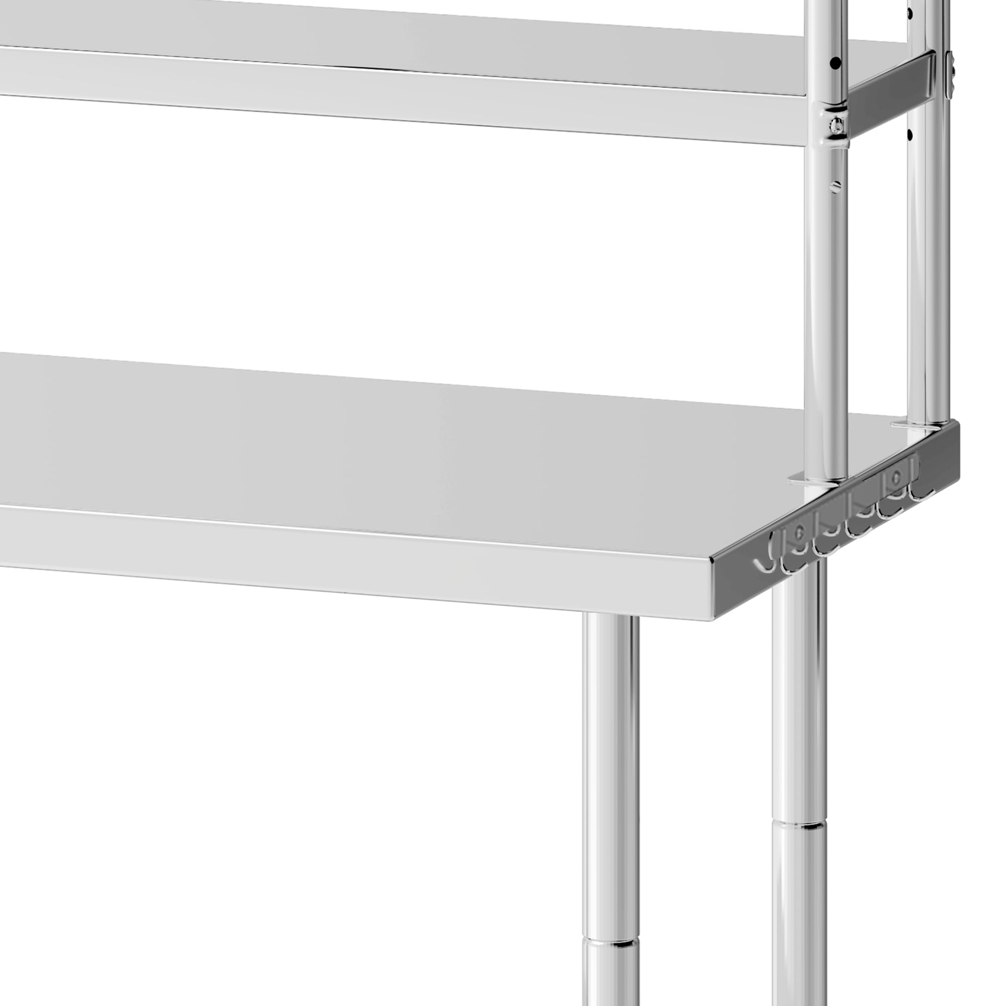 Uforic 42" x 24" Stainless Steel Prep Table with Adjustable Overshelf, Hooks, Heavy-Duty Metal Workbench for Commercial Kitchen Storage Shelves and Restaurants