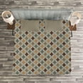 thumbnail image 3 of Ambesonne Geometric Quilted Bedspread Set 3 Pcs, Eastern Look Mosaic Tile, King Size, Tan Brown Sage Green, 3 of 3