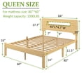 thumbnail image 3 of Neslime 14 inch Queen Size Bamboo Bed Frame with Storage Headboard, Heavy Duty Bed Frame with Mattress Non-Slip Stoppers, Metal Slats Support, Natural, 3 of 8
