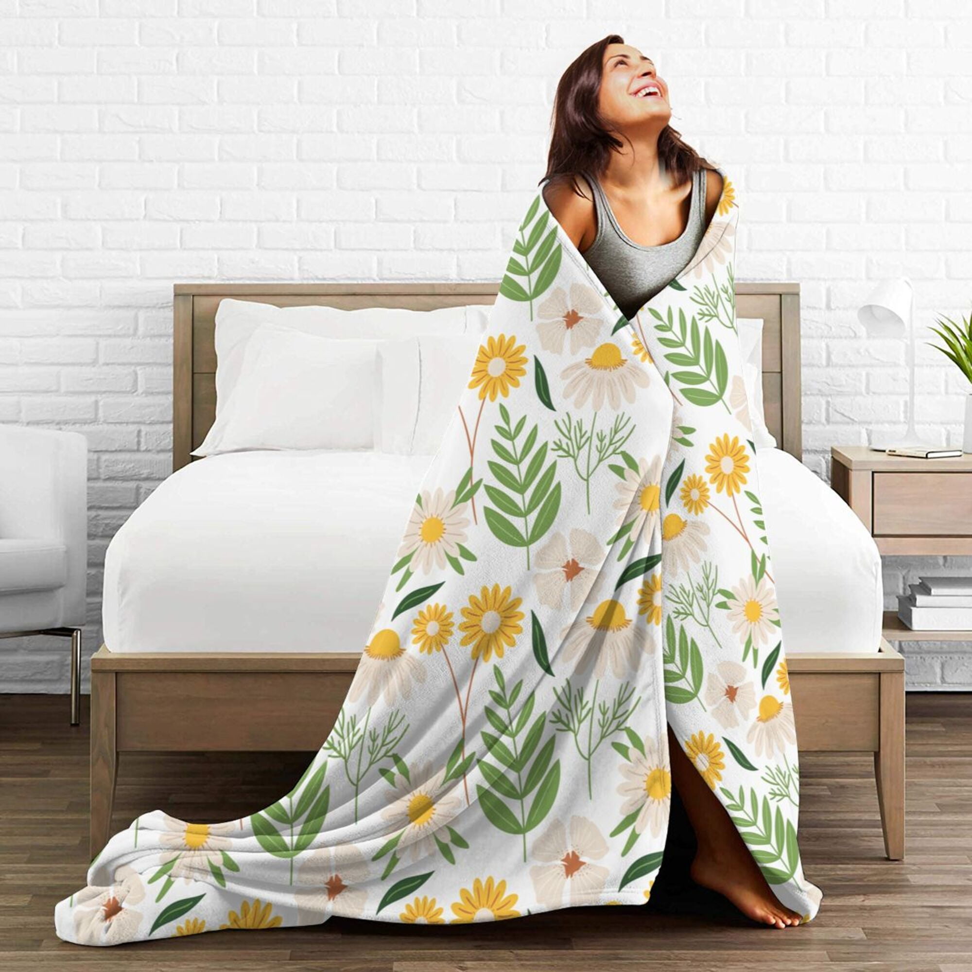 DouZhe Ultra Soft Micro Fleece Lightweight Flannel Bed Blanket Floral Flower Decorative Print Cozy Warm Throw Blankets 80 x60 Walmart