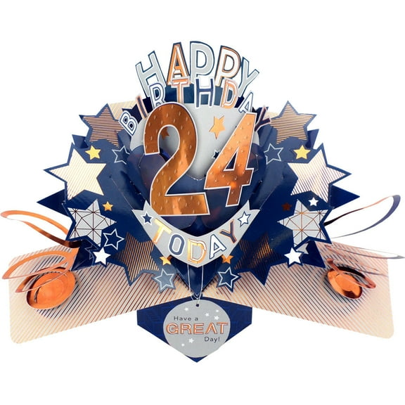 Happy 24th Birthday 24 Today Pop-Up Greeting Card Love Kate's Pop Up Cards Him