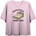 thumbnail image 3 of Resolution More Naps Women's Pink Crew Neck Short Sleeve Crop Tee-Medium, 3 of 4