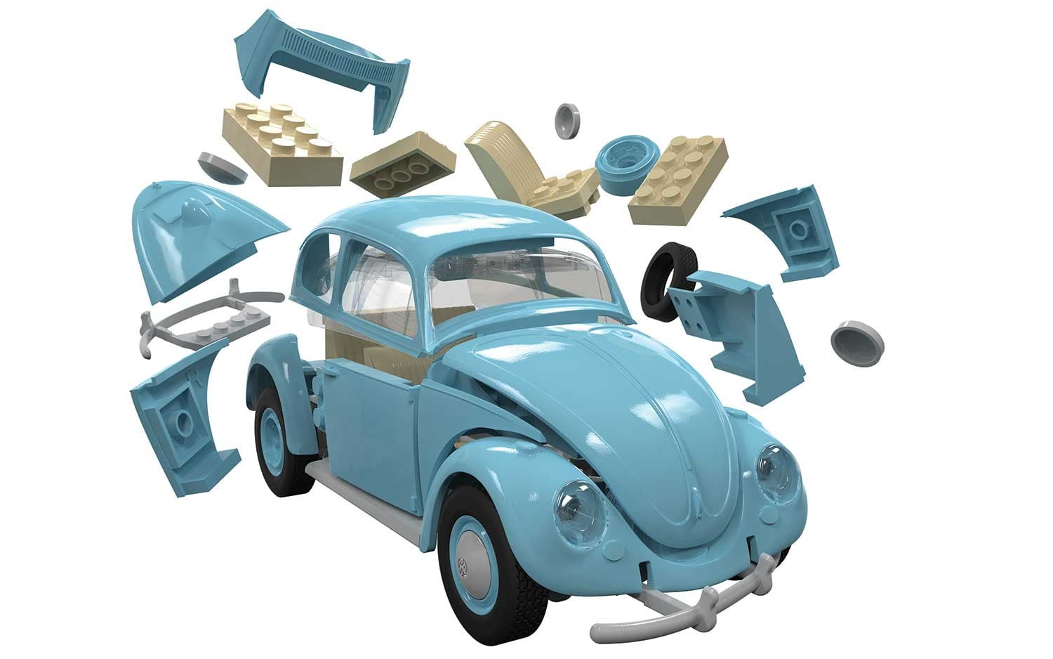 Airfix Quickbuild Volkswagen Beetle Blue Brick Building Model Kit Airfix Quickbuild Volkswagen Beetle Blue Brick Building Model Kit