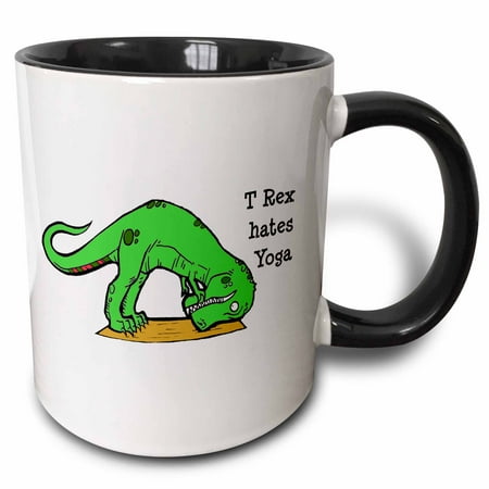 

3dRose T Rex hates yoga - Two Tone Black Mug 11-ounce