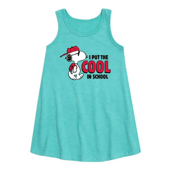 Peanuts - Snoopy - I Put the Cool in School - Toddler & Youth Girls A-line Dress