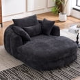 thumbnail image 3 of Noble House Oversized Chaise Lounge Chair,Deep Seat Chenille Sleeping Couch,Black, 3 of 10