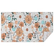 Pioneer Flower Floral Print Pattern Rectangle Tablecloth 60"x102",Waterproof Polyester Rectangle Table Cloth, Wipeable Spillproof Polyester Tablecloth for Dining, Camping, Indoor and Outdoor