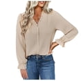 thumbnail image 1 of Tops de Mujer Blusa Casual Elegante Camisas de Manga Larga Cuello en V de Moda Ocio Sólido Odeerbi ODB168314, 1 of 9