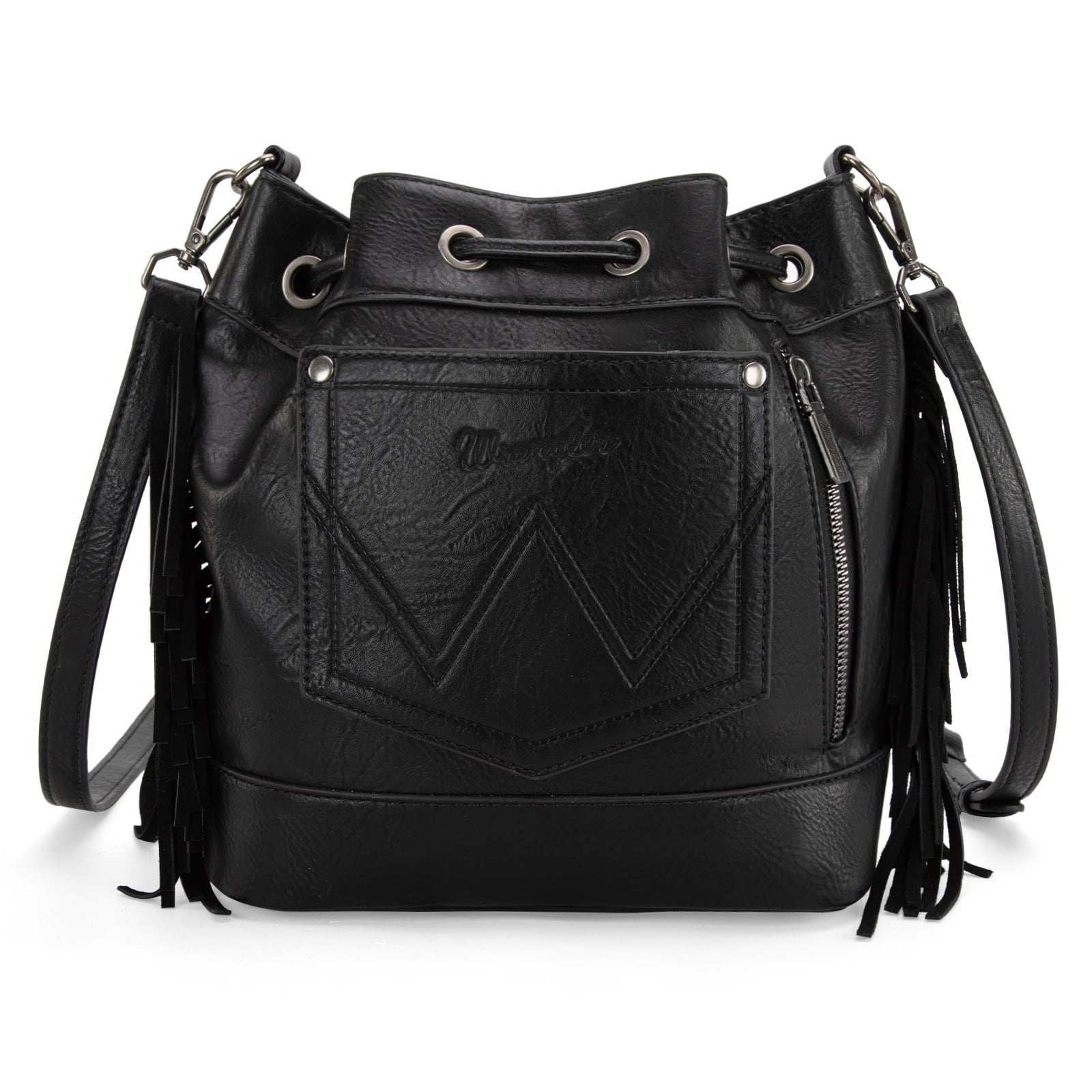 Wrangler Hobo Bags for Women Designer Bucket Purses Western Shoulder Handbags, Black