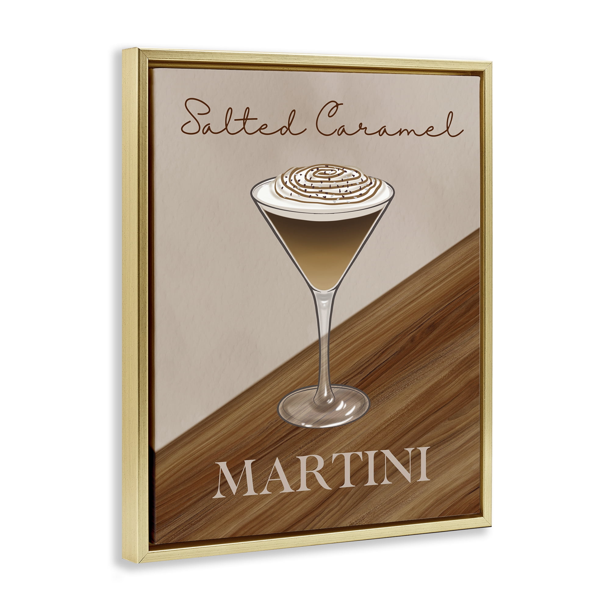 Stupell Industries Salted Caramel Martini Gold Framed Floater Canvas Wall Art, design by Marcus Prime
