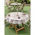 thumbnail image 4 of Outdoor Tablecloths with Umbrella Hole & Zipper, Brown Stripes Round Tablecloths 60 Inch, Minimalism Ombre Waves Abstract Textures Waterproof Table Cloth, Patio/Pool/Picnic Table Covers, 4 of 8