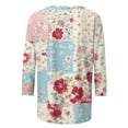 thumbnail image 5 of JURANMO Boho Tops for Women 2025 Hippie 3/4 Sleeve Tops Fashion Floral Printed T Shirts Casual Crewneck Blouse Summer Shirts Sales of The Day Pink XL, 5 of 6