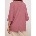 thumbnail image 4 of Crew Neck Half Sleeve Women Loose Solid Color T-shirt Tops, 4 of 6