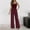 Red, variant on Women's Petite Regular Tall Casual Loose Overalls Jumpsuits Sleeveless Wide Leg Pants Rompers Overlay Rompers Belted Suit Pantsuit