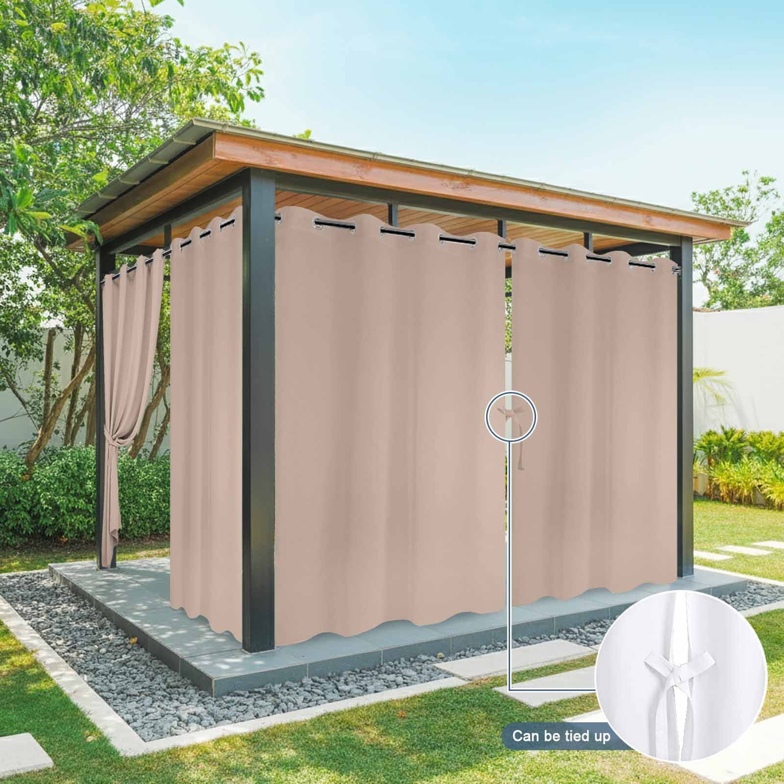 Warm Beige Outdoor Curtains for Patio Waterproof, Windproof Privacy Curtains with Weighted Bottom, Solid Color Farmhouse Beige Outside Drapes for Picnic Garage Backyard Cabana 54"x84" 2 Panel