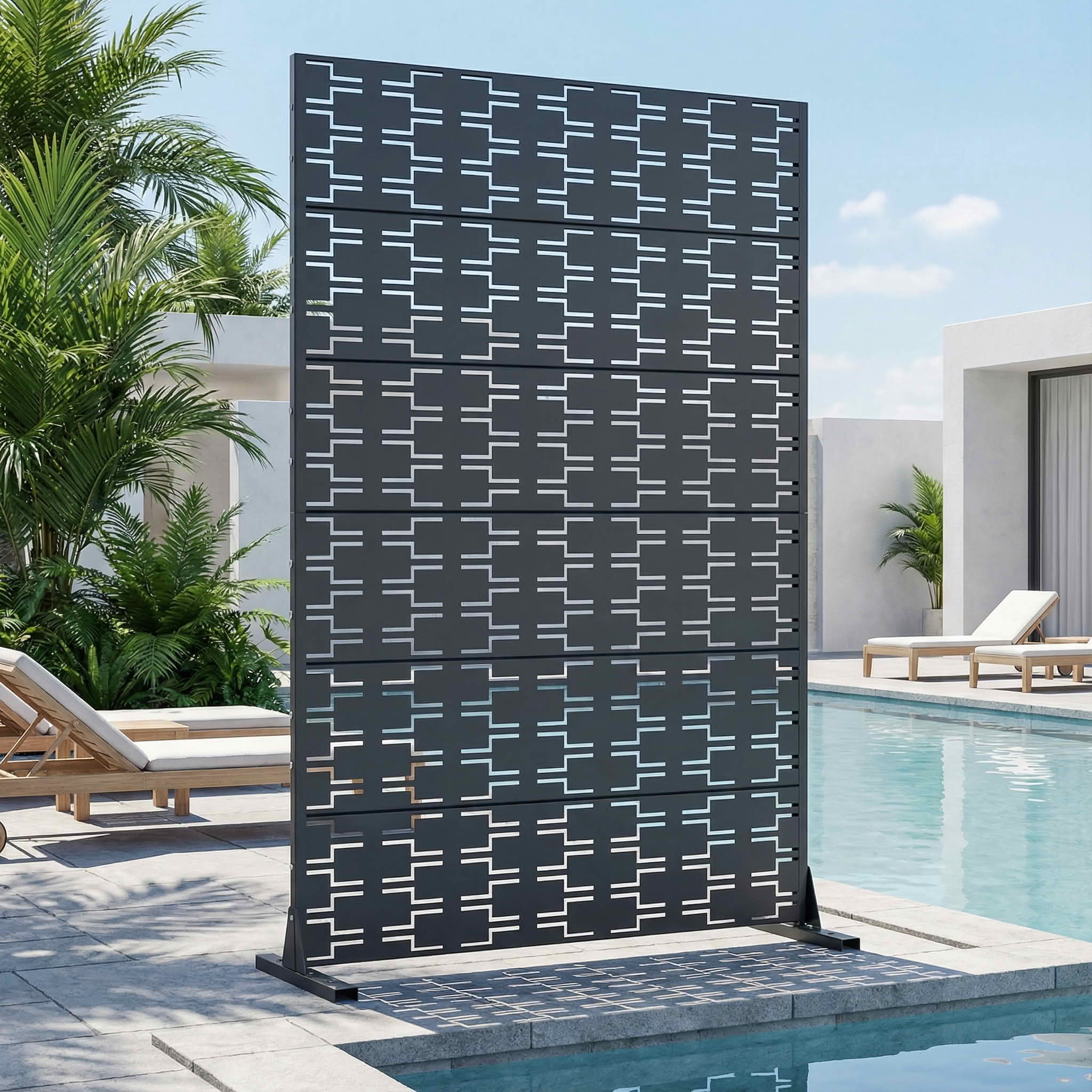 MAYEERTY 72x47 Gray Outdoor Natural Privacy Panel Screen, 6 Piece Set Natural Folding Divider for Backyard and Garden