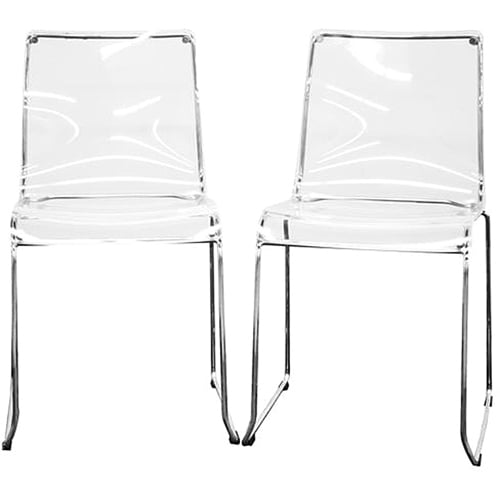 Baxton Studio Lino Transpa Clear Acrylic Dining Chairs Set Of 2 Com Baxton Studio Lino Transpa Clear, Clear Acrylic Kitchen Chairs