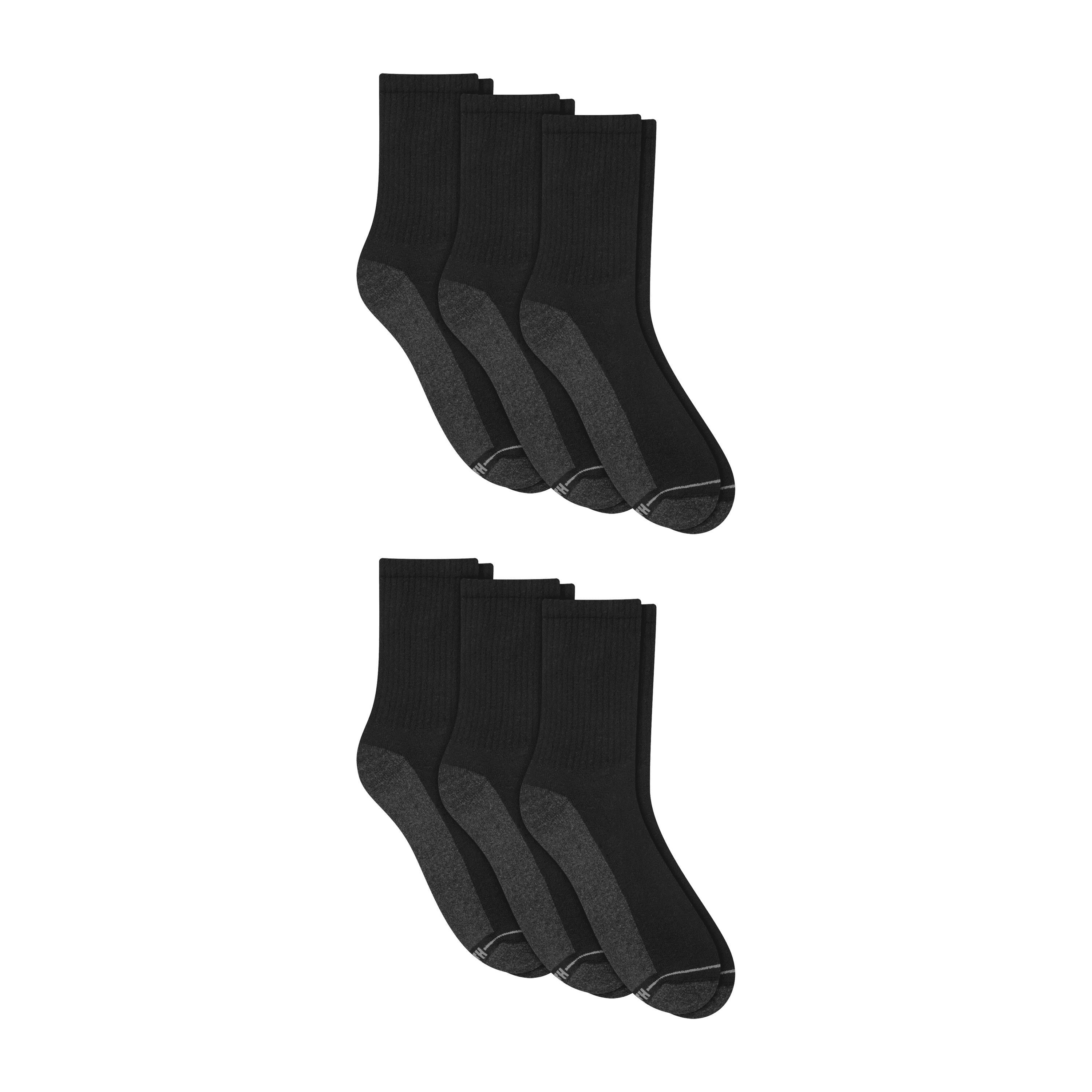 Hanes Mens Mid-Crew Socks, Max Cushion, Cool Comfort, 6-Pack, Size 6-12