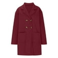 thumbnail image 5 of gbyLJF Women's Woolen Lapel Overcoat Solid Color Double Breasted Mid-Long Coat Fall Winter Warm Clothes with Pocket, 5 of 6
