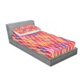 thumbnail image 2 of Ambesonne Abstract Fitted Sheet & Pillow Sham Set, Diamond Shapes Mosaic, Twin, Orange Purple Pink, 2 of 2