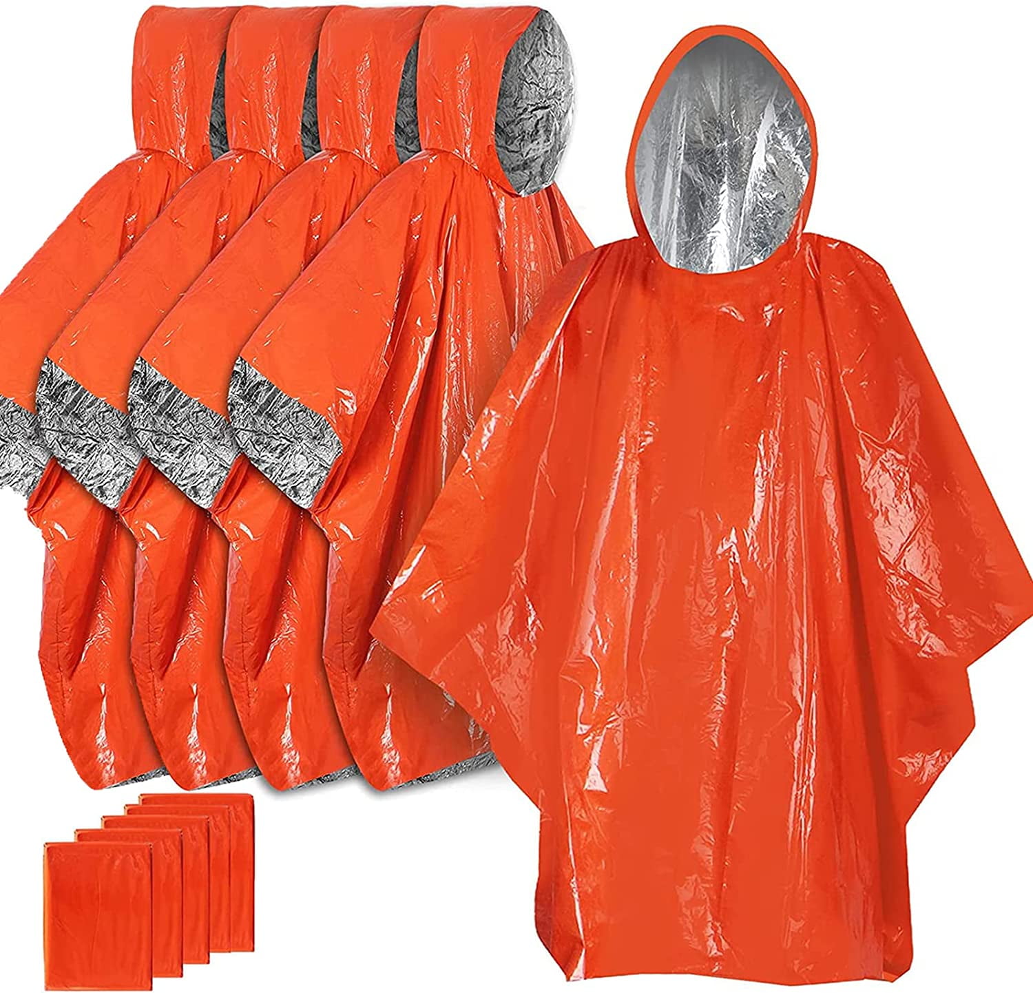 Premium Emergency Survival Life Poncho,5 Thermal Mylar Space Blanket