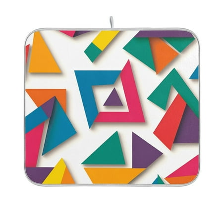 

Yayeee Dish Drying Mat for Kitchen Counter 16 x18 Microfiber Absorbent Pad Purple Triangles