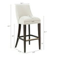 thumbnail image 3 of Beever Cream Chenille Barstool with Rubberwood Legs - Set of 2, 3 of 10
