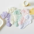 thumbnail image 2 of CUITING 5 Pairs Ruffle Frilly Socks Toddler Girls Princess Cotton Frilly Socks Lace Ankle Dress Socks Summer Mesh Socks, 2 of 7