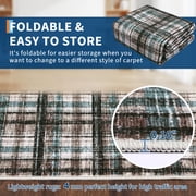 Washable Runner Rug 2x6ft Plaid Farmhouse Indoor Carpet, Non-Slip Backing, Ultra Soft Low Pile for Kitchen Laundry Room