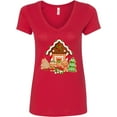 thumbnail image 3 of Inktastic Gingerbread House Christmas Women's V-Neck T-Shirt, 3 of 5