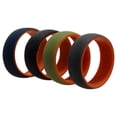 thumbnail image 1 of Juego de anillos de boda de silicona con cúpula de 2 capas - Naranja de ROQ para hombres - Anillo de 4 x 13 mm, 1 of 1