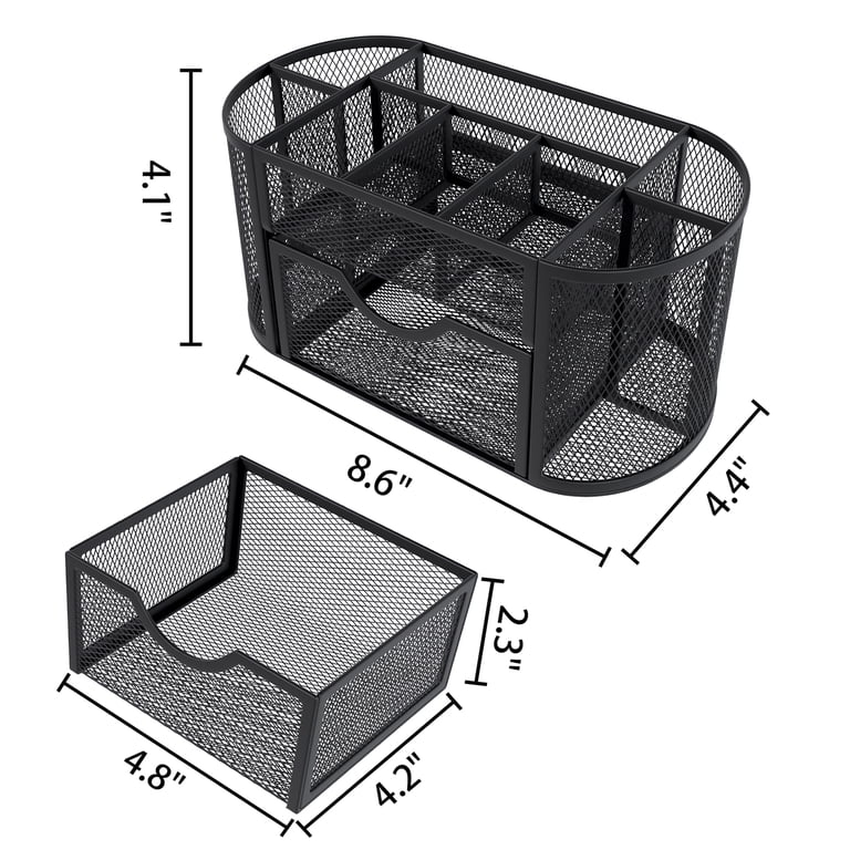 GARITIN Desk Organizer With Drawers, Black Mesh photo 3