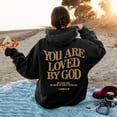 thumbnail image 3 of LEKDFST Christian Hoodies for Women Faith Jesus Bible Verse Oversized Sweatshirt You Are Loved By God Inspirational Pullover Tops Black L, 3 of 5