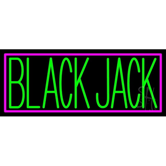 Singal Line Blackjack LED Neon Sign 10 x 24 - inches, Black Square Cut Acrylic Backing, with Dimmer - Bright and Premium built indoor LED Neon Sign for wall dcor, arcarde, and storefront.