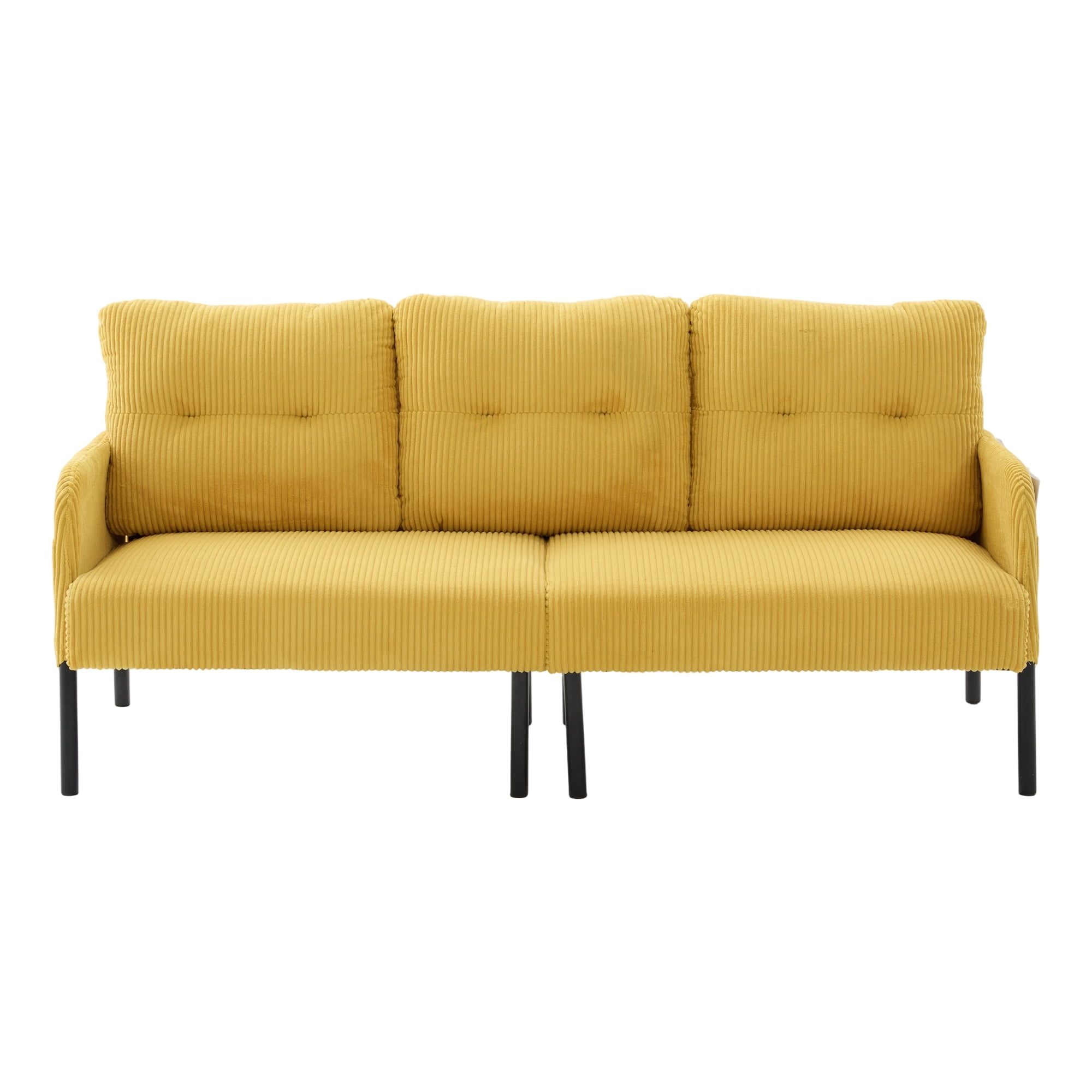 Jopath Oversized Loveseat, Double-Seater Sofa Cozy Bedroom Sofa with Metal Legs and Side Pockets for Living Room Bedroom Dorm Apartment Mustard Yellow