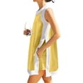 thumbnail image 2 of Summer Outfits for Women 2 Piece Set Casual Color Block Lounge Sets Sleeveless Crewneck Tank Top and Shorts with Pockets Yellow L, 2 of 6