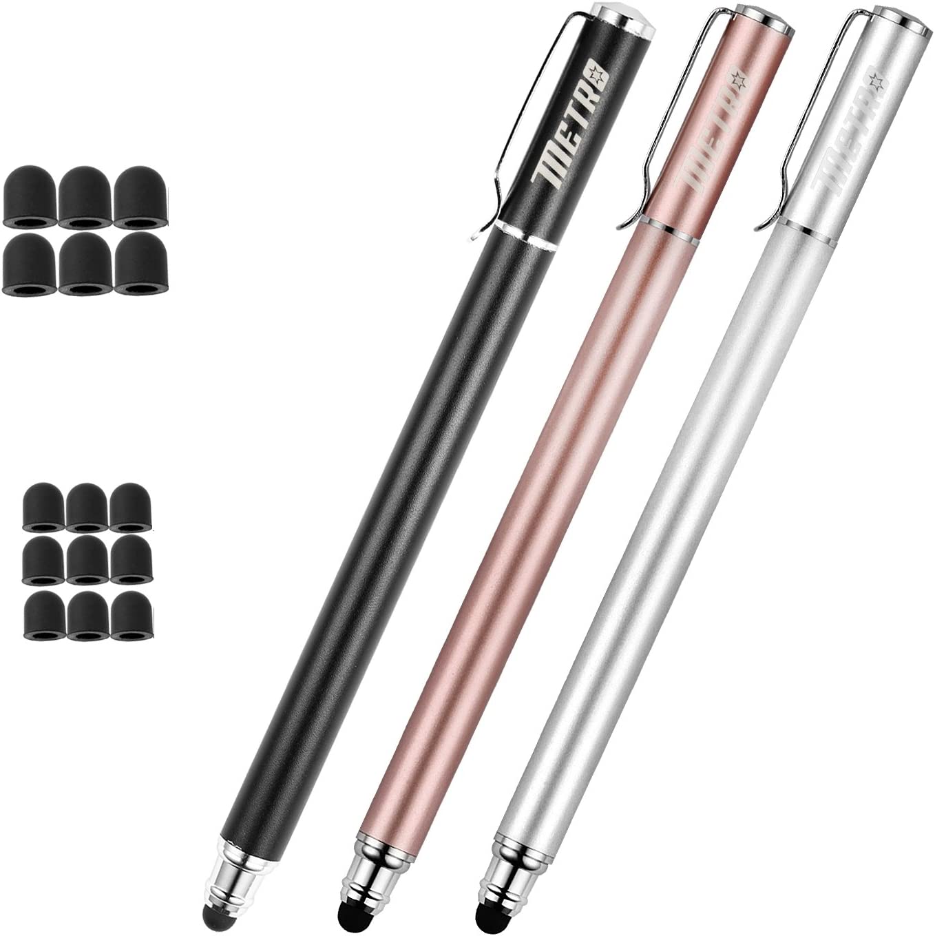 Capacitive Stylus Pens, Rubber Tips 2in1 Series, High Sensitivity