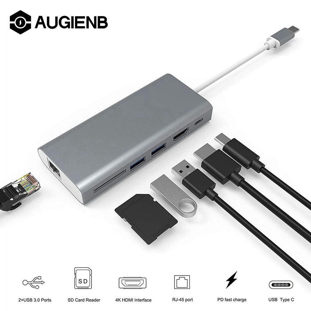 AUGIENB 4K High Definition Multimedia Interface Universal Docking Station Dual Video USB 3.0