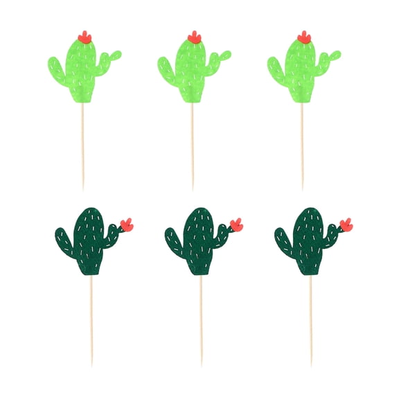 OULII Beautiful Cactus Cake Topper Green Wood for Birthday Party Decoration