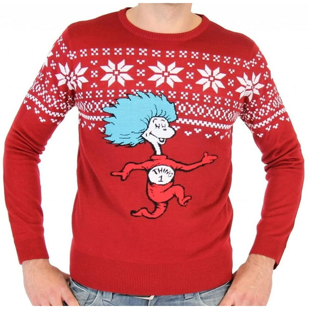 Dr. Seuss Thing 1 is On The Run Adult Ugly Christmas Sweater