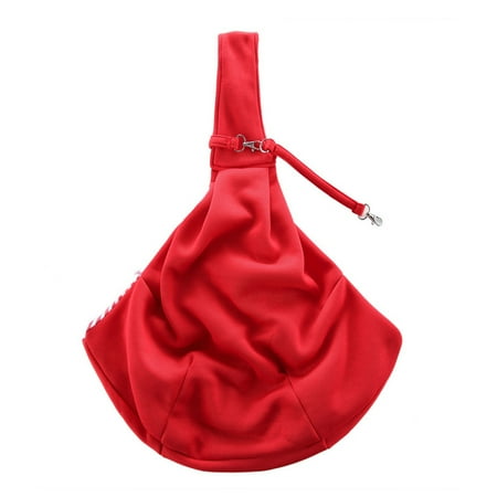 Small Dog Sling Cat Carrier Adjustable Strap Hands Free Pet Puppy Travel Bag Backpack - red