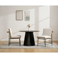 thumbnail image 5 of Guyou Round Solid Wood Dining Table, Mid-Century Modern Kitchen Dining Table with Round Geometric Base for 4-6 People, 43.25 Inch Diameter for Kitchen Dining Room, Black, 5 of 6