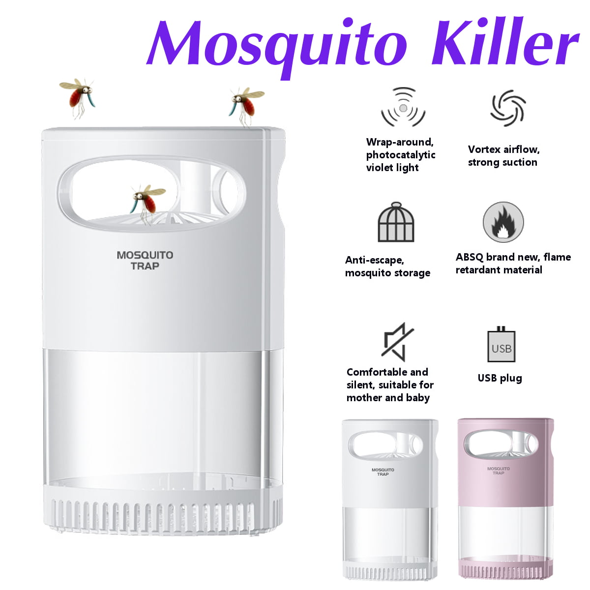 USB Powered Electric Photocatalytic Anti Mosquito Killer Lamp Pest Repellent 