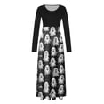 thumbnail image 4 of BaoFuBaoMei Halloween Womens Dress Plus Size Crew Neck Long Sleeve Halloween Ghost Print Maxi Dress High Waist Patchwork Flowy Dresses for Party, 4 of 6