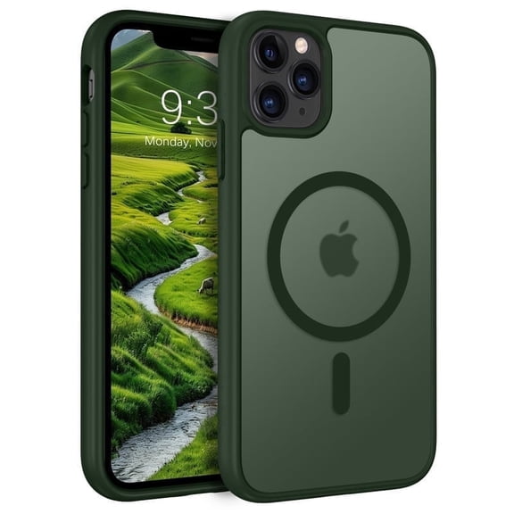 for iPhone 11 Pro Max Case Super Magnetic [Compatible with MagSafe] TPU Protective Translucent Matte Smooth Phone Case for iPhone 11 Pro Max, Green