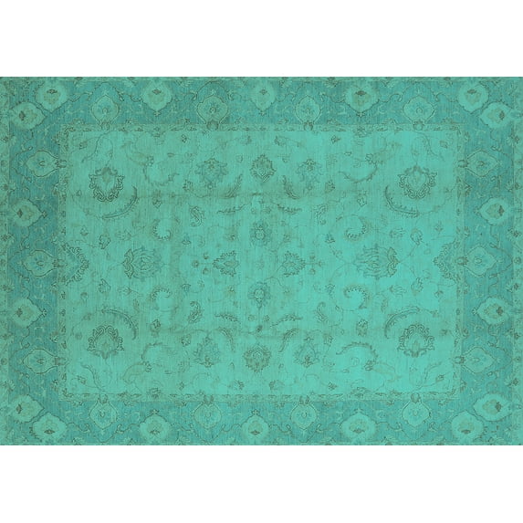 Ahgly Company Indoor Rectangle Oriental Turquoise Blue Industrial Area Rugs, 2' x 3'