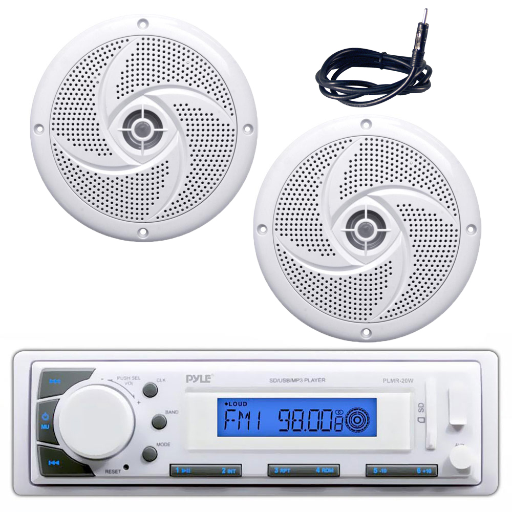 Pyle PLMR20W Marine Stereo Radio Headunit Receiver, 5.25 180W Low