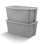 Sterilite Extra Large Storage Bin, 50 Gallon Durable Plastic Storage Tote with Snap-On Lid, Gray