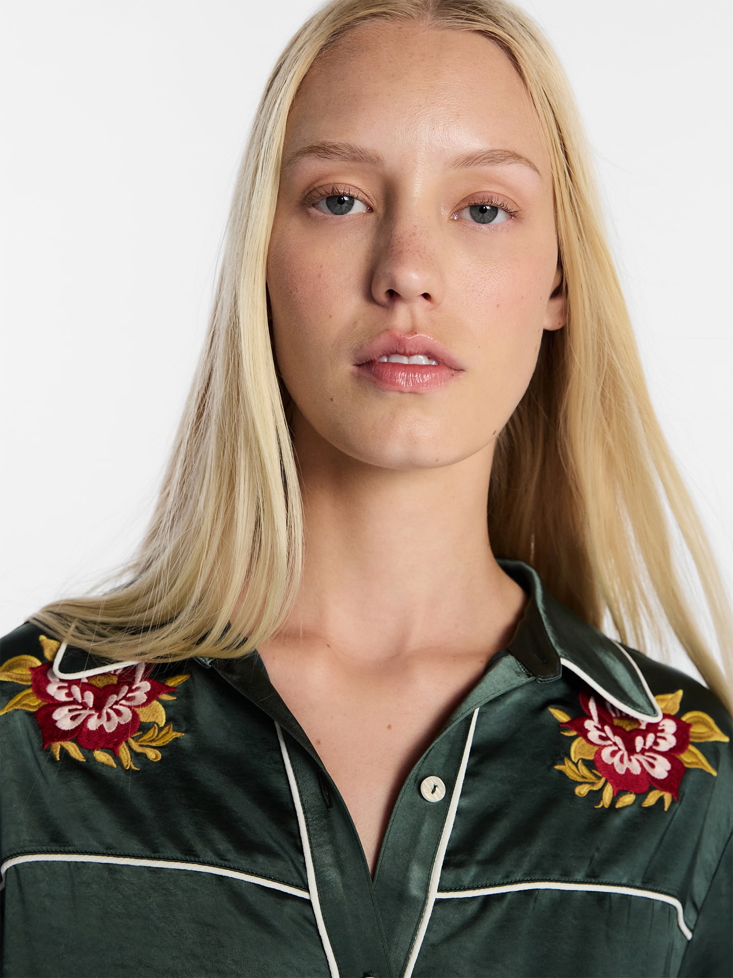 Kacey Lee Women's Satin Sleep Shirt with Long Sleeves, Size XS-XXL