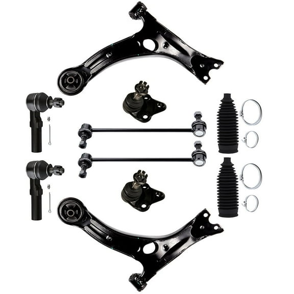 ECCPP - 10PCS Front Lower Control Arm Ball Joint Outer Tie Rod End Sway Bar Link Steering Boot Compatible Fit 2009-2013 For Toyota Corolla Suspension Kit